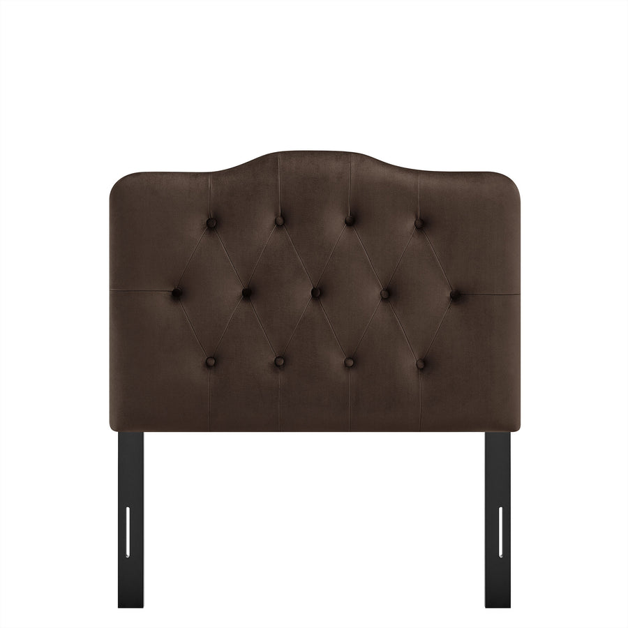 Sage Stain-Resistant Performance Velvet Twin Headboard in Chocolate Brown