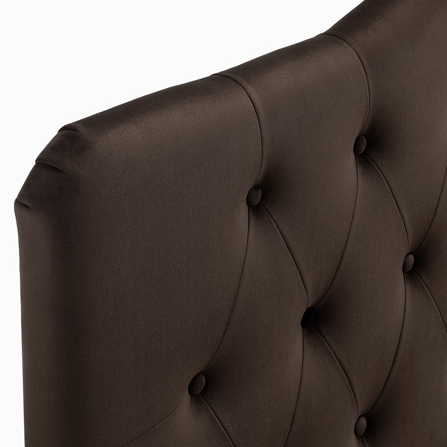 Sage Stain-Resistant Performance Velvet Twin Headboard in Chocolate Brown