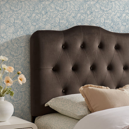 Annabel Stain-Resistant Performance Velvet Twin Headboard in Chocolate Brown