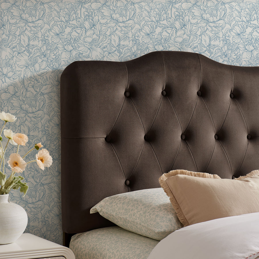 Sage Stain-Resistant Performance Velvet Twin Headboard in Chocolate Brown