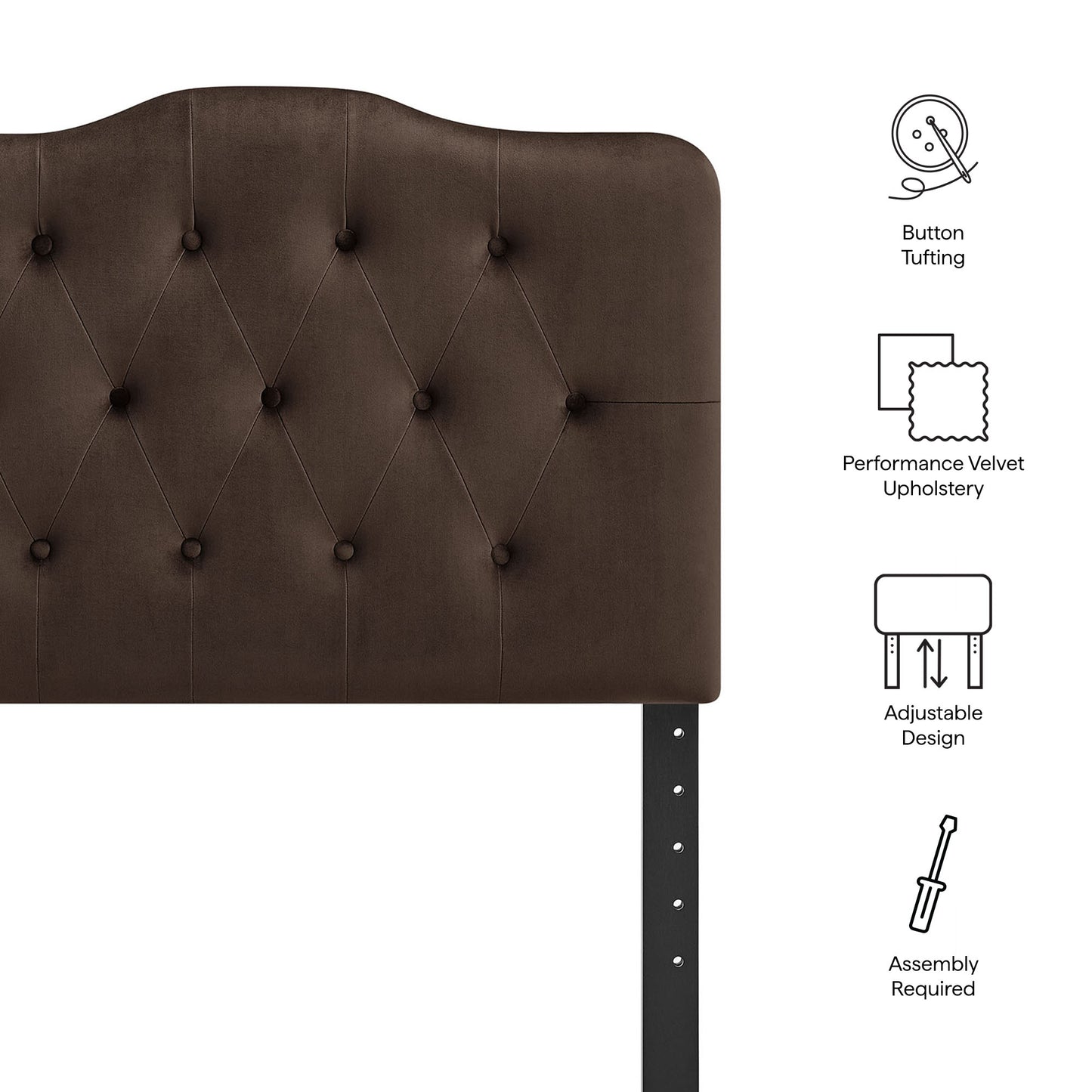 Sage Stain-Resistant Performance Velvet Twin Headboard in Chocolate Brown