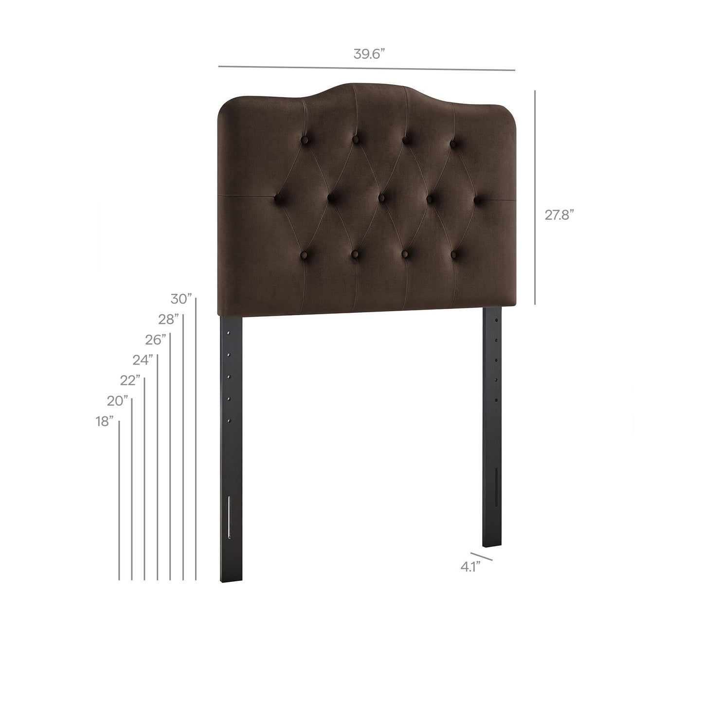 Sage Stain-Resistant Performance Velvet Twin Headboard in Chocolate Brown