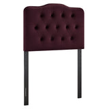 Sage Stain-Resistant Performance Velvet Twin Headboard in Mulberry