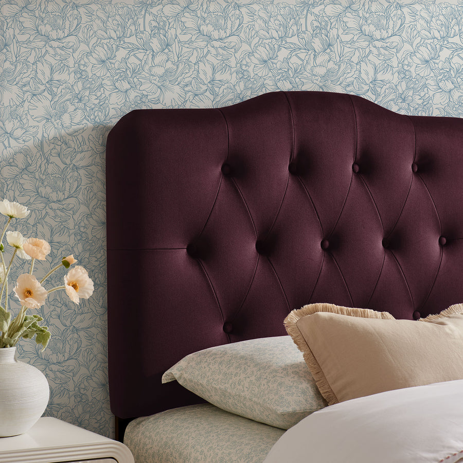 Sage Stain-Resistant Performance Velvet Twin Headboard in Mulberry