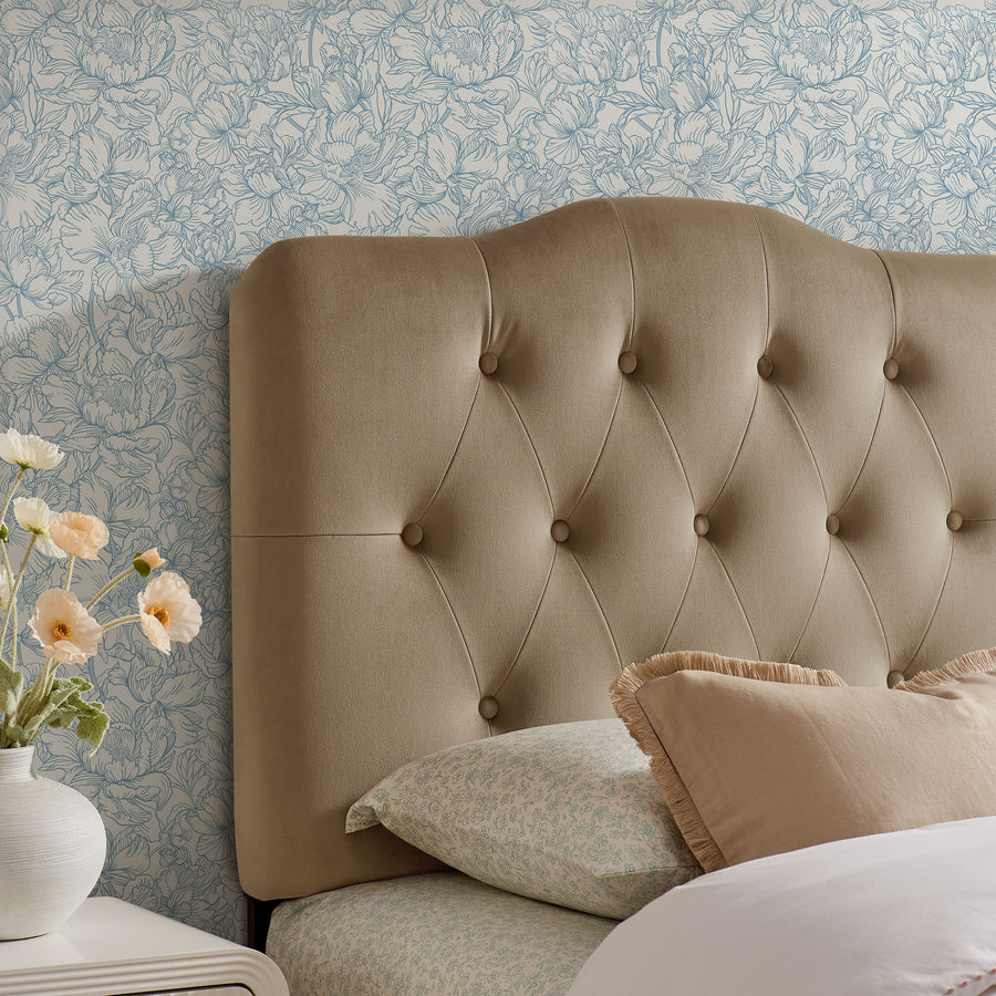 Sage Stain-Resistant Performance Velvet Twin Headboard in Taupe
