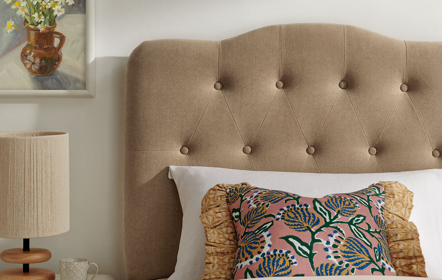Sage Premium Linen Blend Twin Headboard in Almond