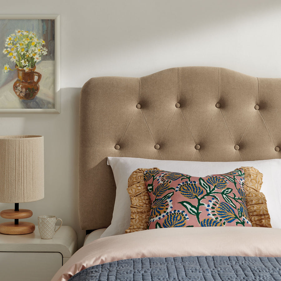 Sage Premium Linen Blend Twin Headboard in Almond