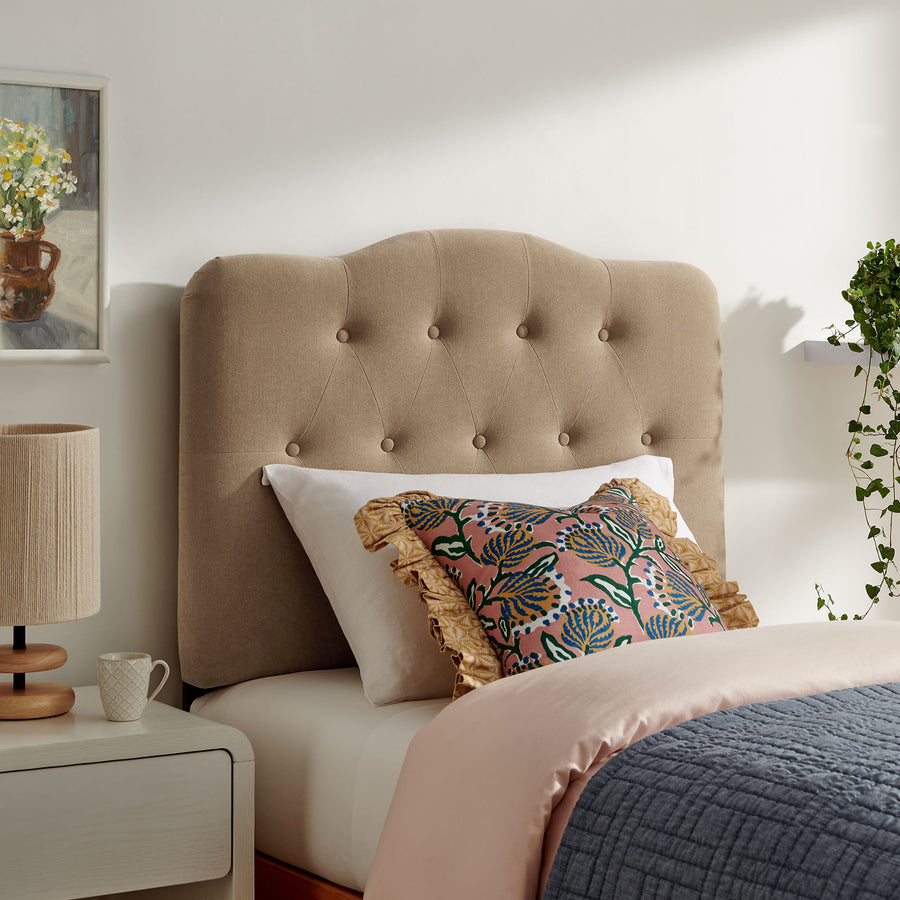 Sage Premium Linen Blend Twin Headboard in Almond