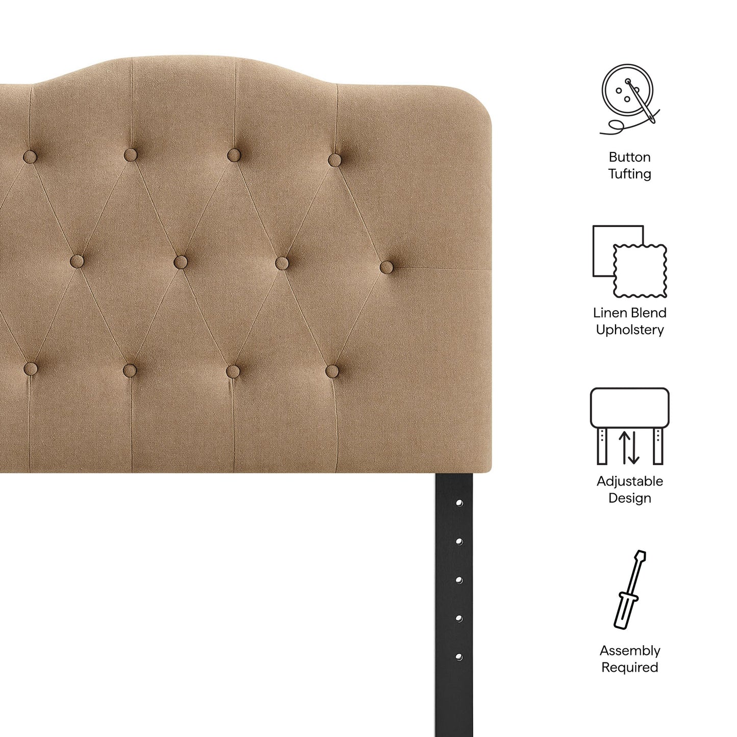 Sage Premium Linen Blend Twin Headboard in Almond