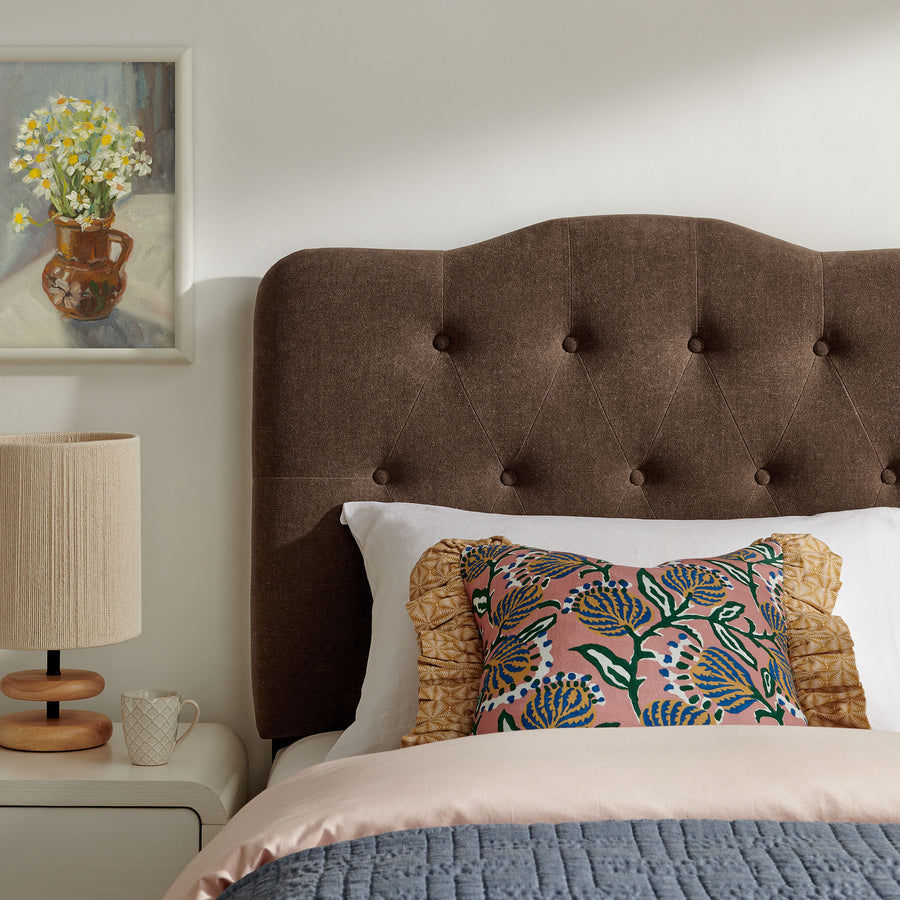 Sage Premium Linen Blend Twin Headboard in Cocoa