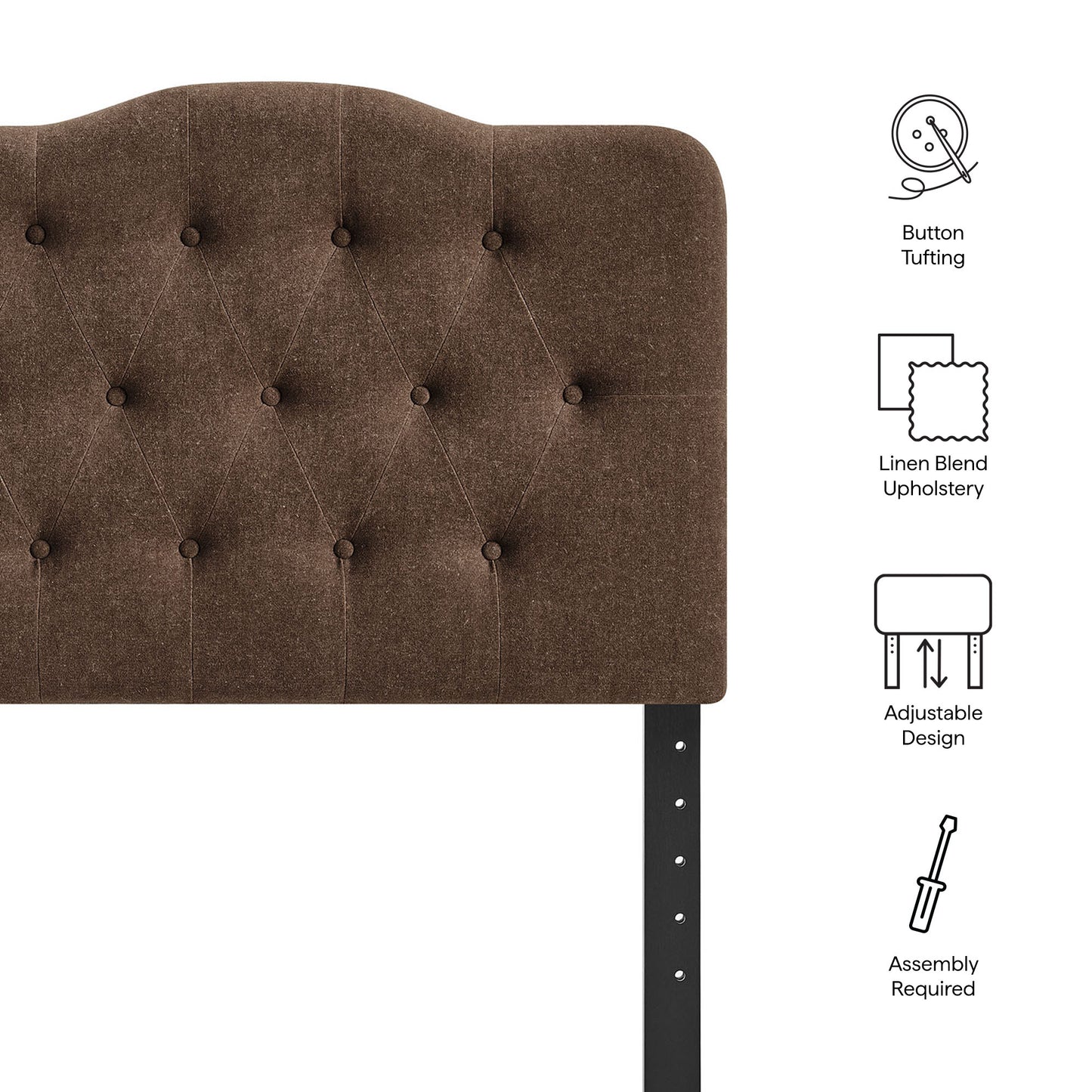 Sage Premium Linen Blend Twin Headboard in Cocoa