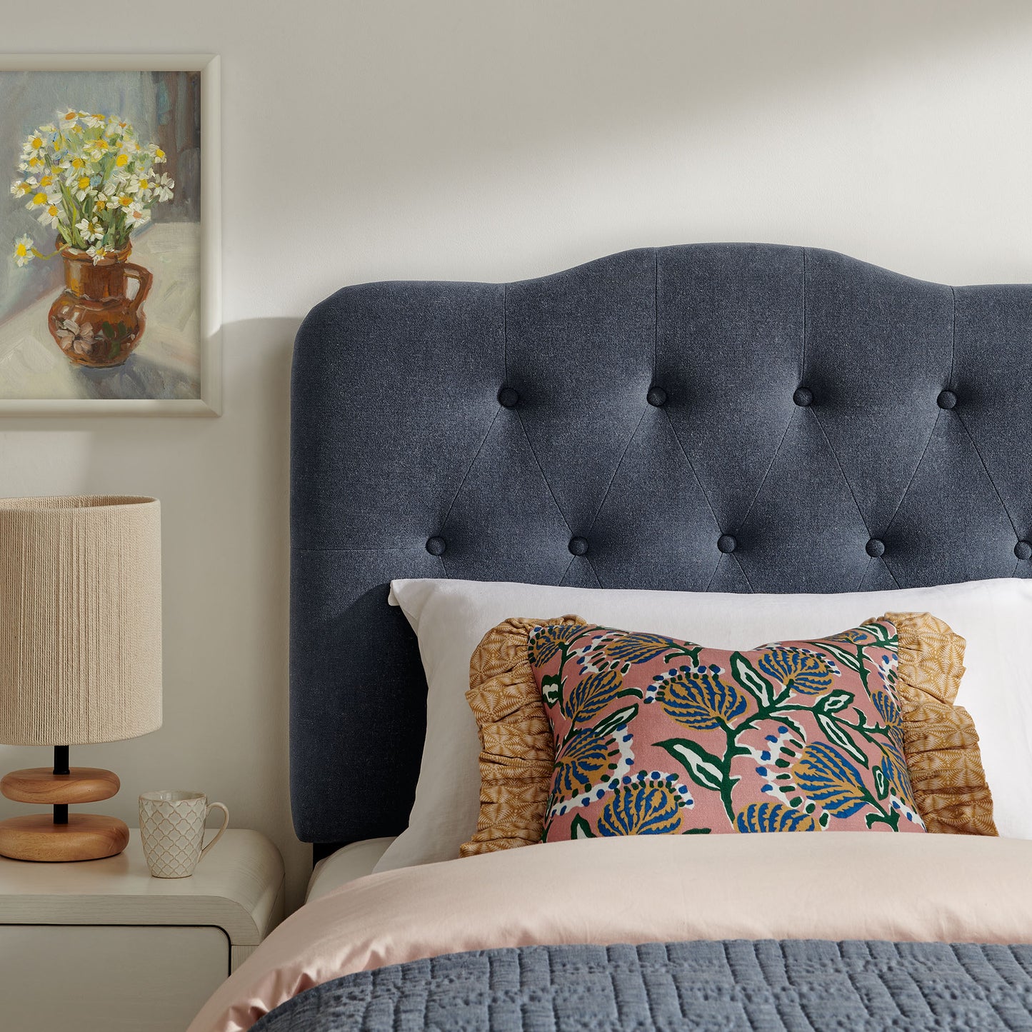Sage Premium Linen Blend Twin Headboard in Denim