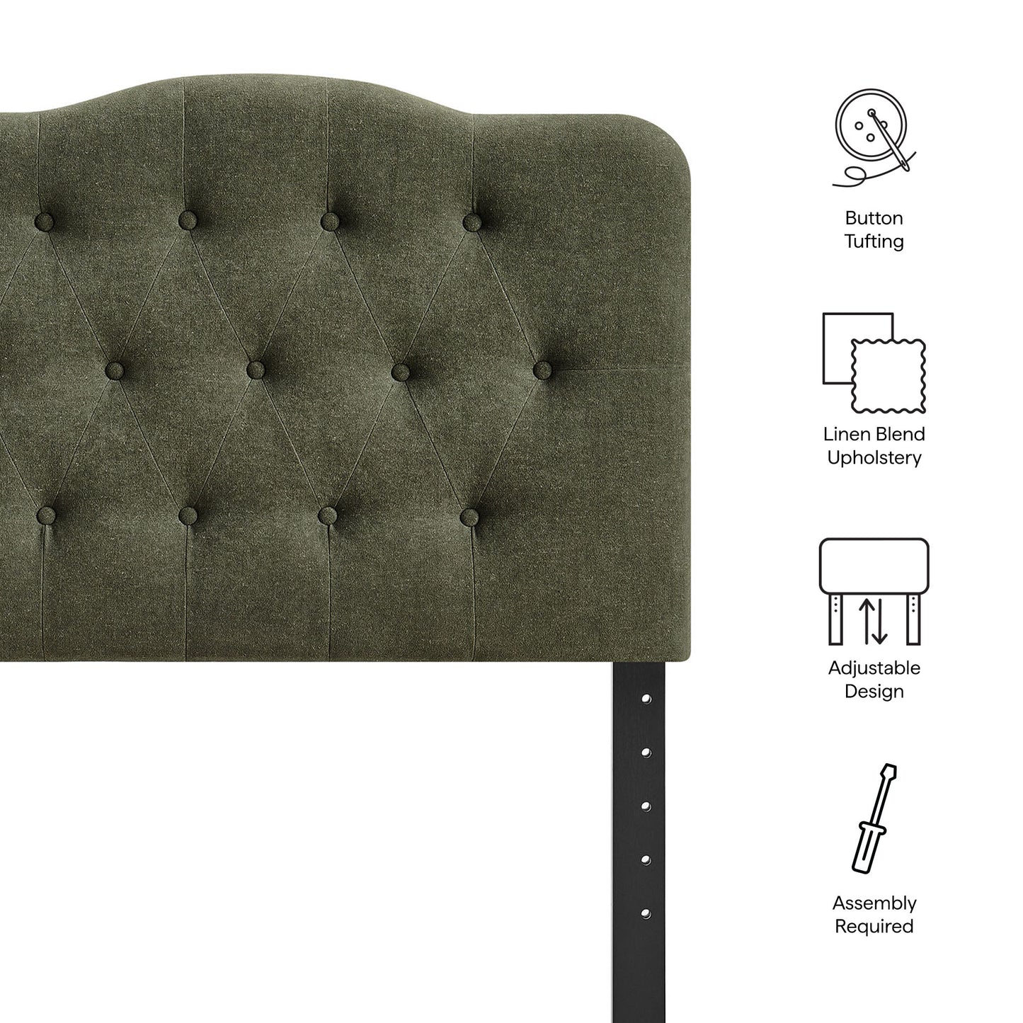 Sage Premium Linen Blend Twin Headboard in Sage