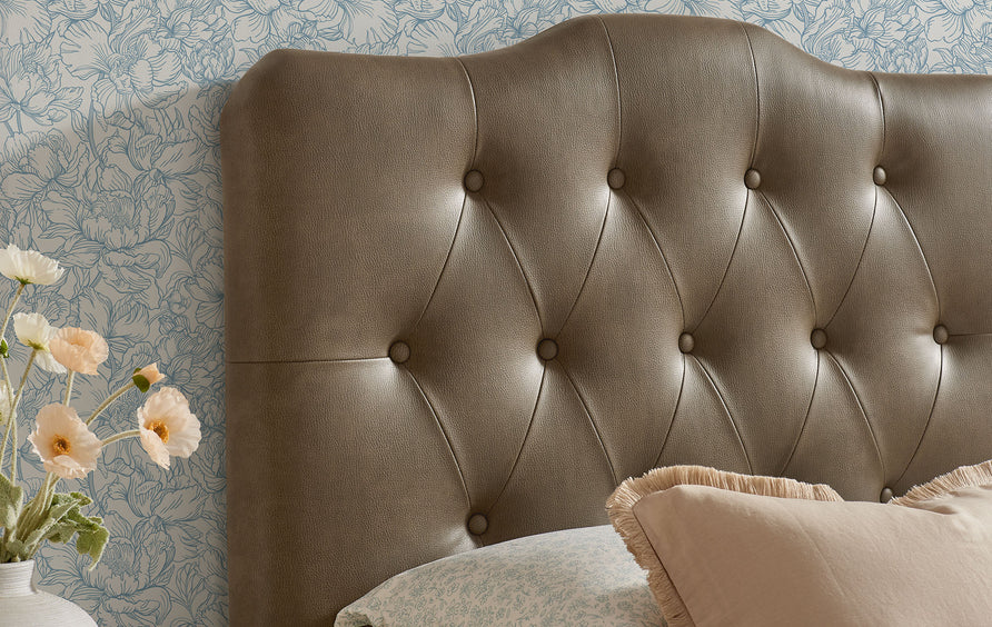 Sage Faux Leather Twin Headboard in Mushroom