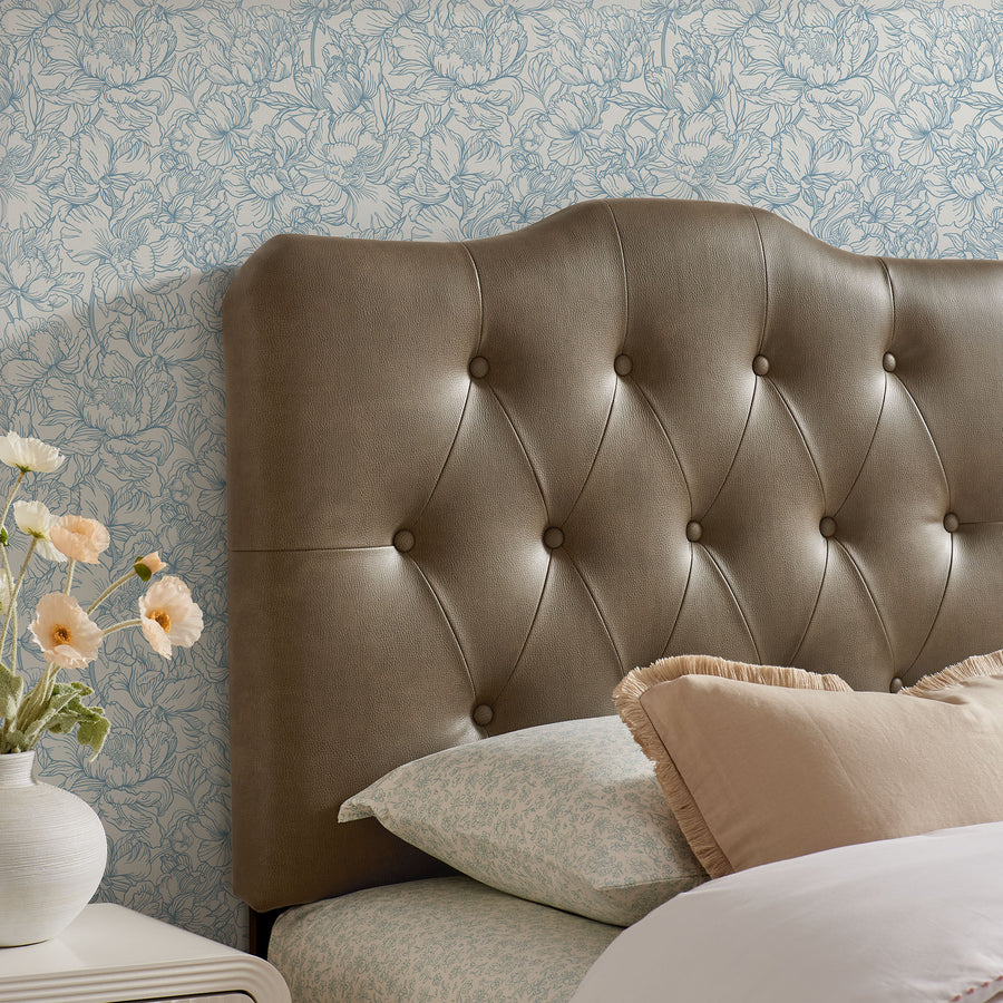 Sage Faux Leather Twin Headboard in Mushroom