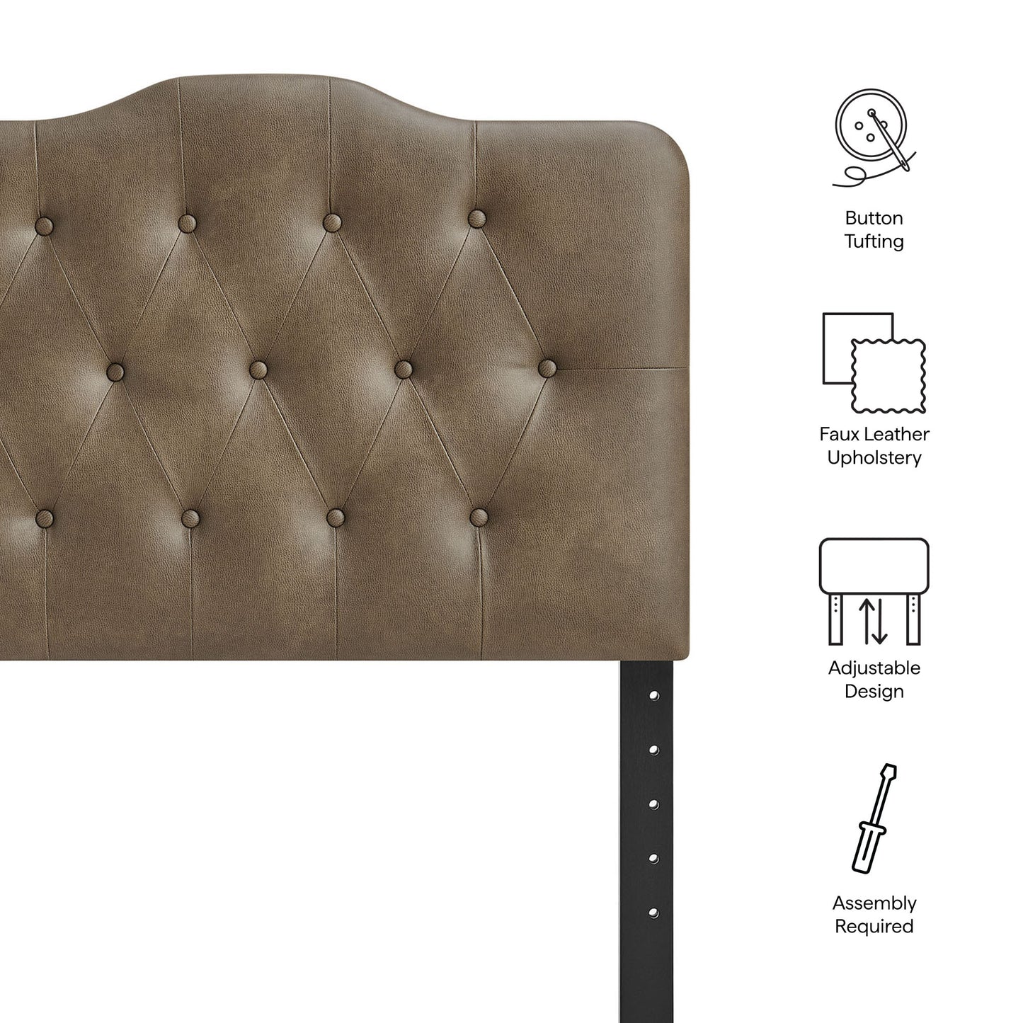 Sage Faux Leather Twin Headboard in Mushroom