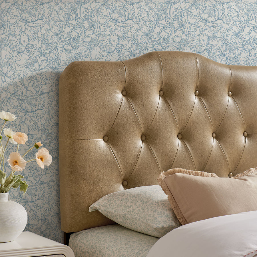 Sage Faux Leather Twin Headboard in Toast