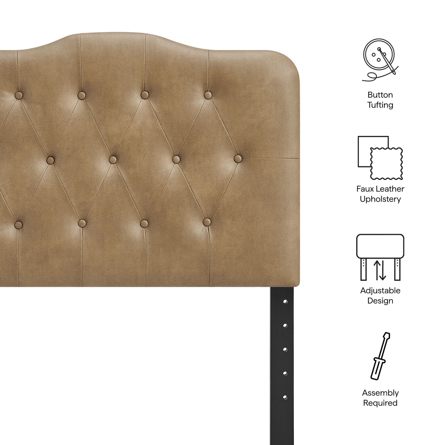 Sage Faux Leather Twin Headboard in Toast
