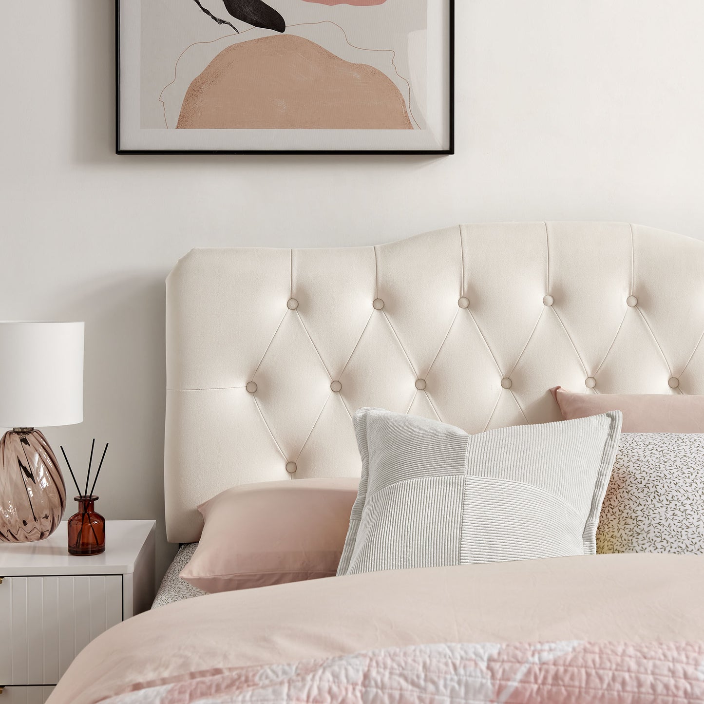 Sage Stain-Resistant Performance Velvet Full Headboard in Alabaster