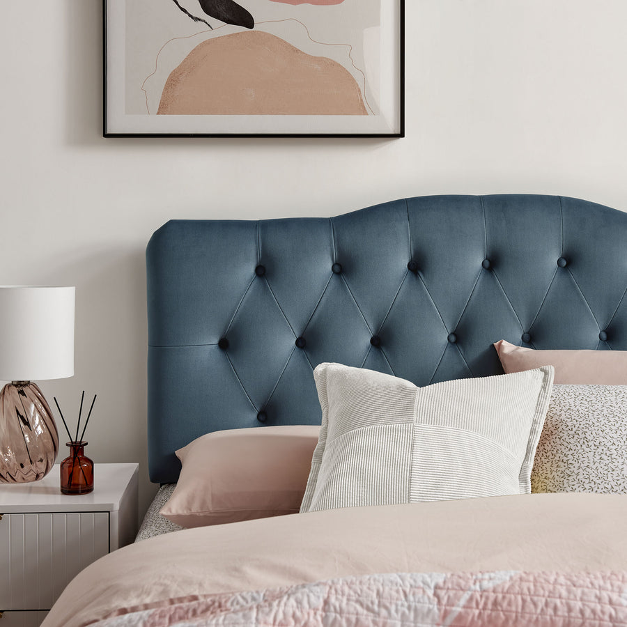 Sage Stain-Resistant Performance Velvet Full Headboard in Cadet Blue