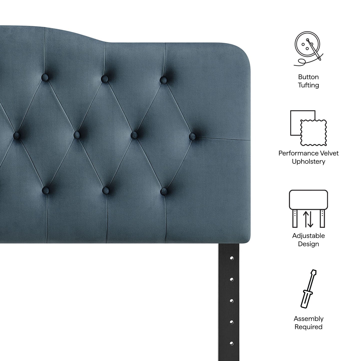 Sage Stain-Resistant Performance Velvet Full Headboard in Cadet Blue