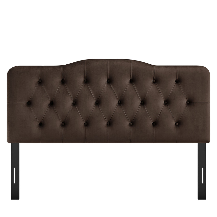 Sage Stain-Resistant Performance Velvet Full Headboard in Chocolate Brown