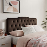 Sage Stain-Resistant Performance Velvet Full Headboard in Chocolate Brown