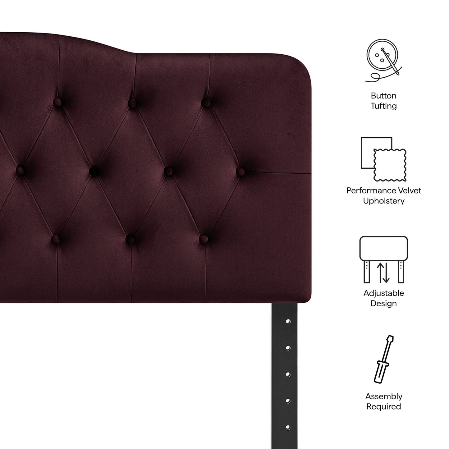 Sage Stain-Resistant Performance Velvet Full Headboard in Mulberry