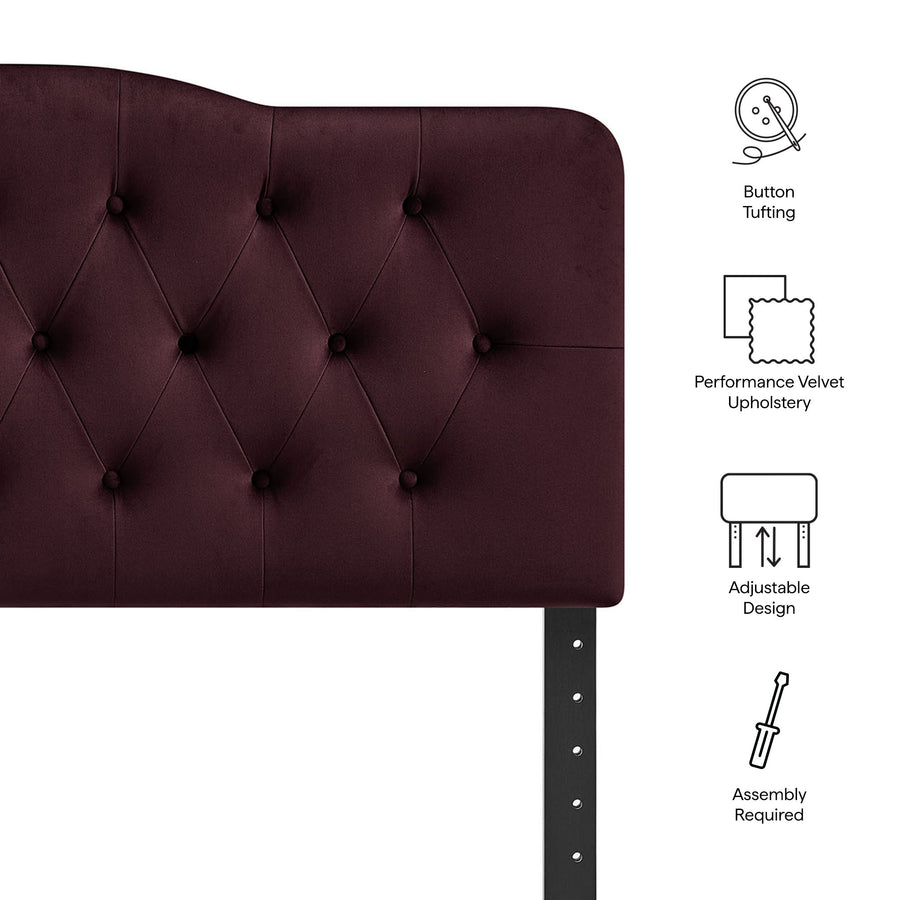 Sage Stain-Resistant Performance Velvet Full Headboard in Mulberry