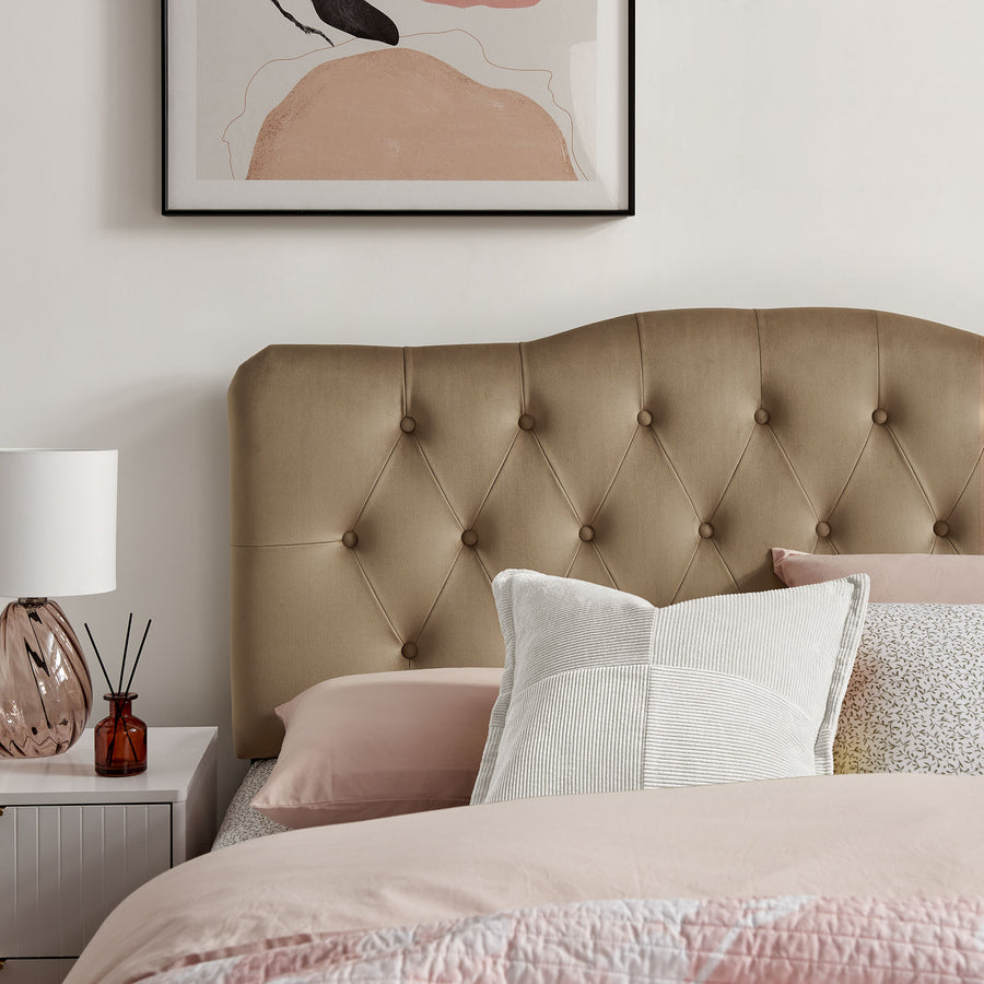 Sage Stain-Resistant Performance Velvet Full Headboard in Taupe