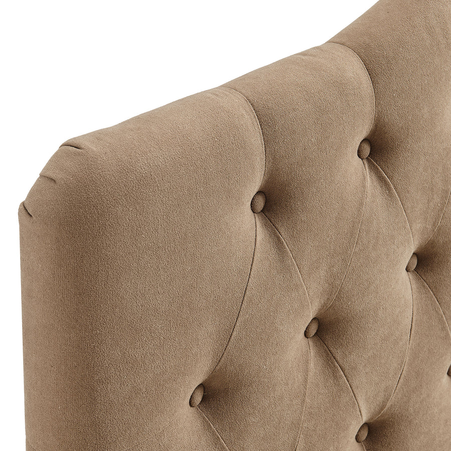 Sage Premium Linen Blend Full Headboard in Almond