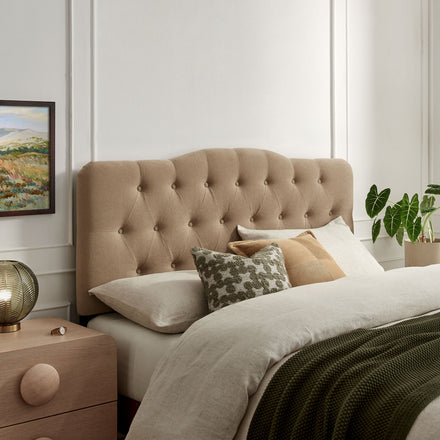 Annabel Premium Linen Blend Full Headboard in Almond