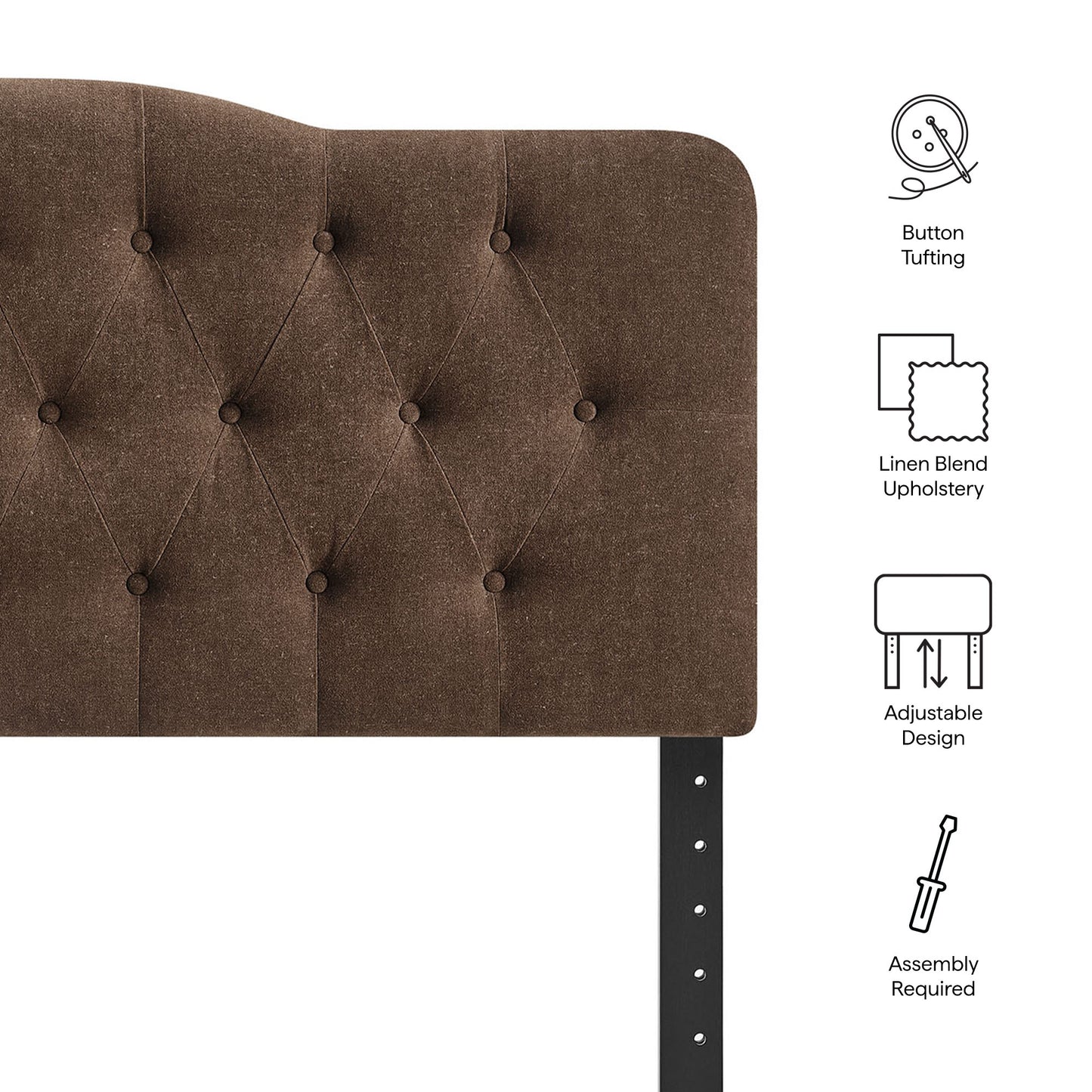 Sage Premium Linen Blend Full Headboard in Cocoa