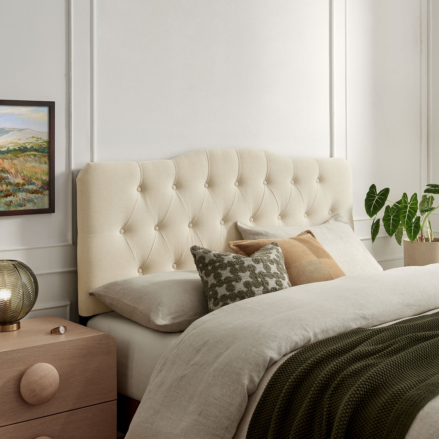 Sage Premium Linen Blend Full Headboard in Linen