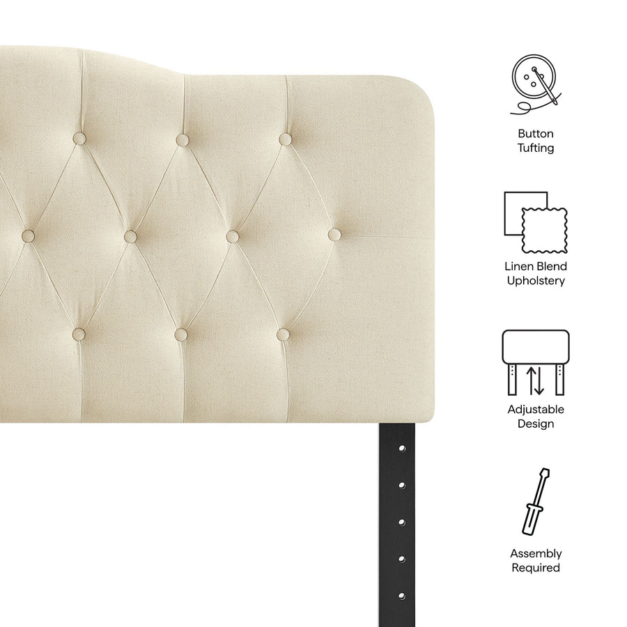 Sage Premium Linen Blend Full Headboard in Linen
