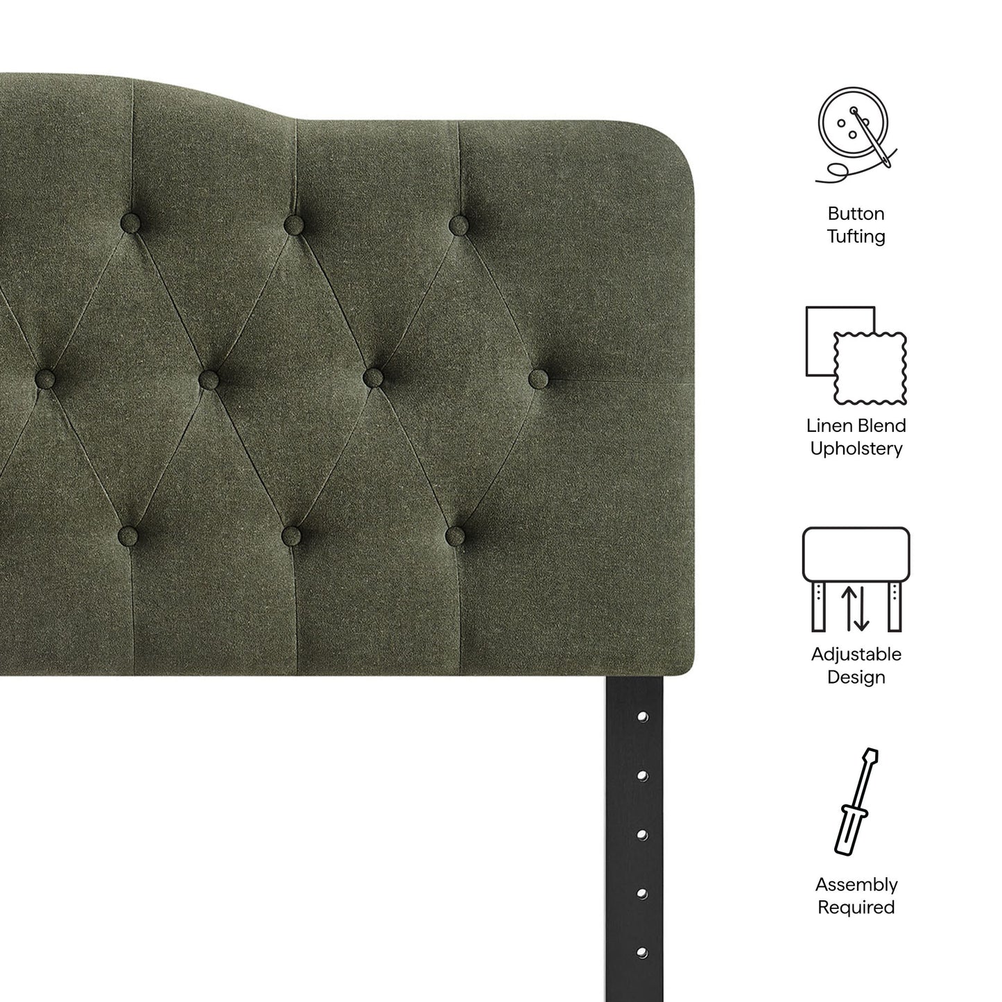 Sage Premium Linen Blend Full Headboard in Sage