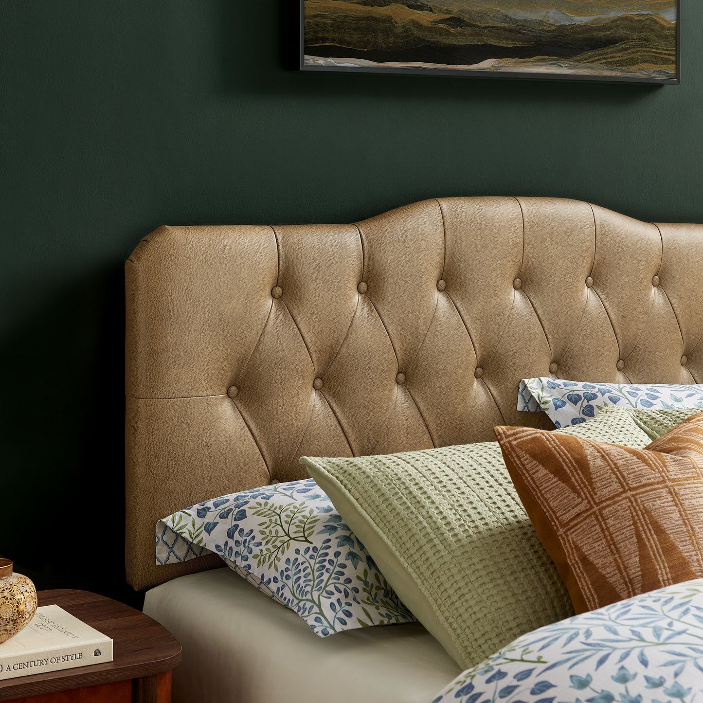 Sage Vegan Leather Full Headboard in Toast