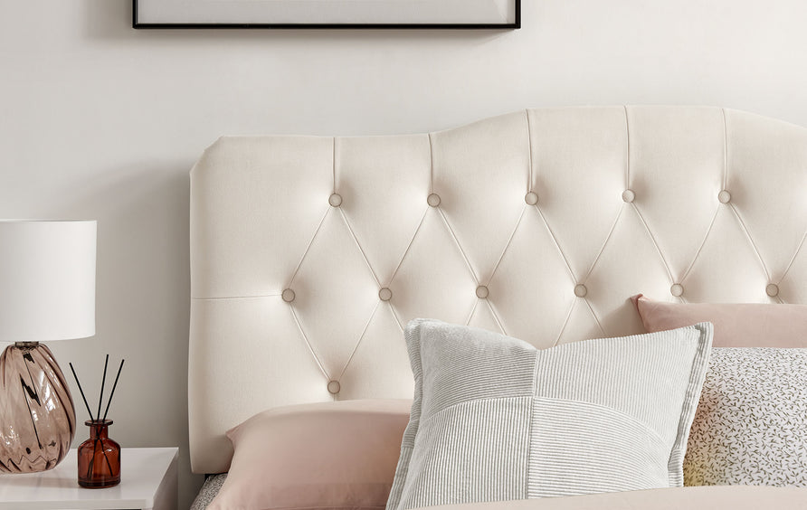 Sage Stain-Resistant Performance Velvet Queen Headboard in Alabaster