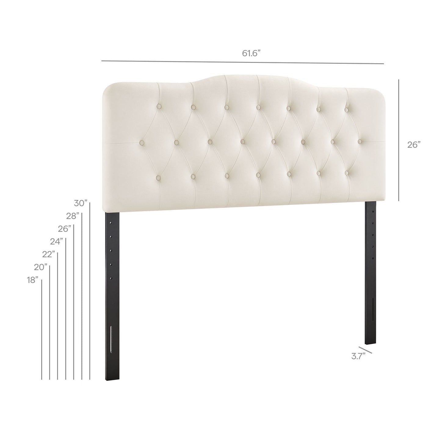 Sage Stain-Resistant Performance Velvet Queen Headboard in Alabaster