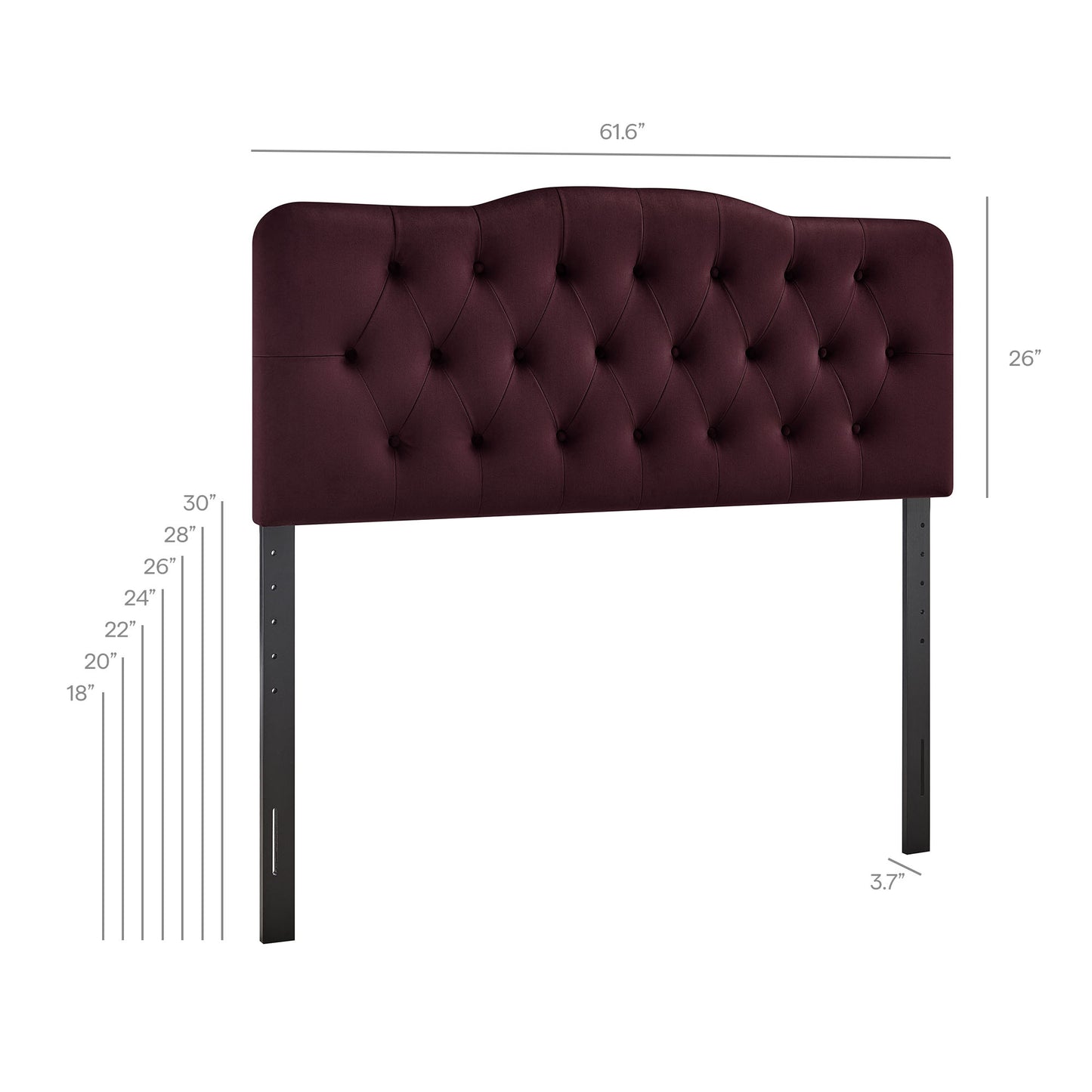 Sage Stain-Resistant Performance Velvet Queen Headboard in Mulberry