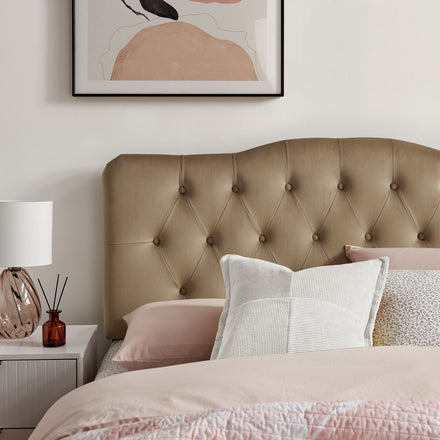 Annabel Stain-Resistant Performance Velvet Queen Headboard in Taupe