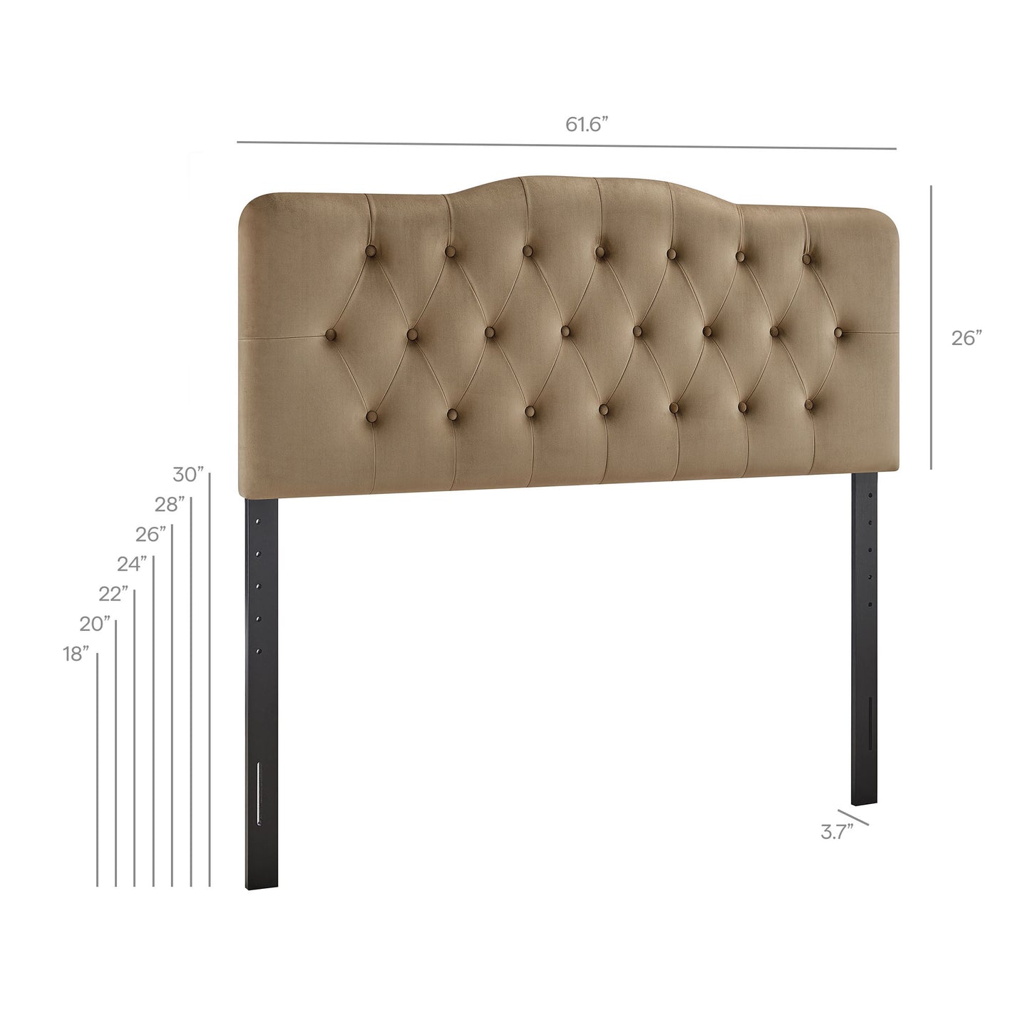 Sage Stain-Resistant Performance Velvet Queen Headboard in Taupe
