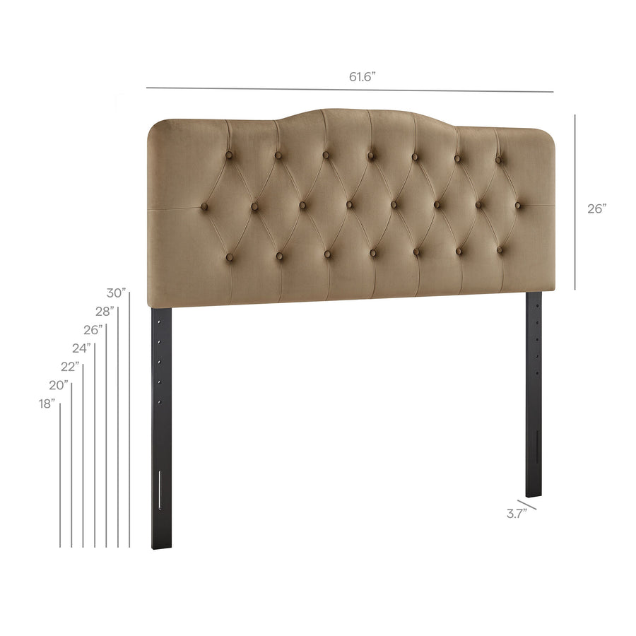 Sage Stain-Resistant Performance Velvet Queen Headboard in Taupe