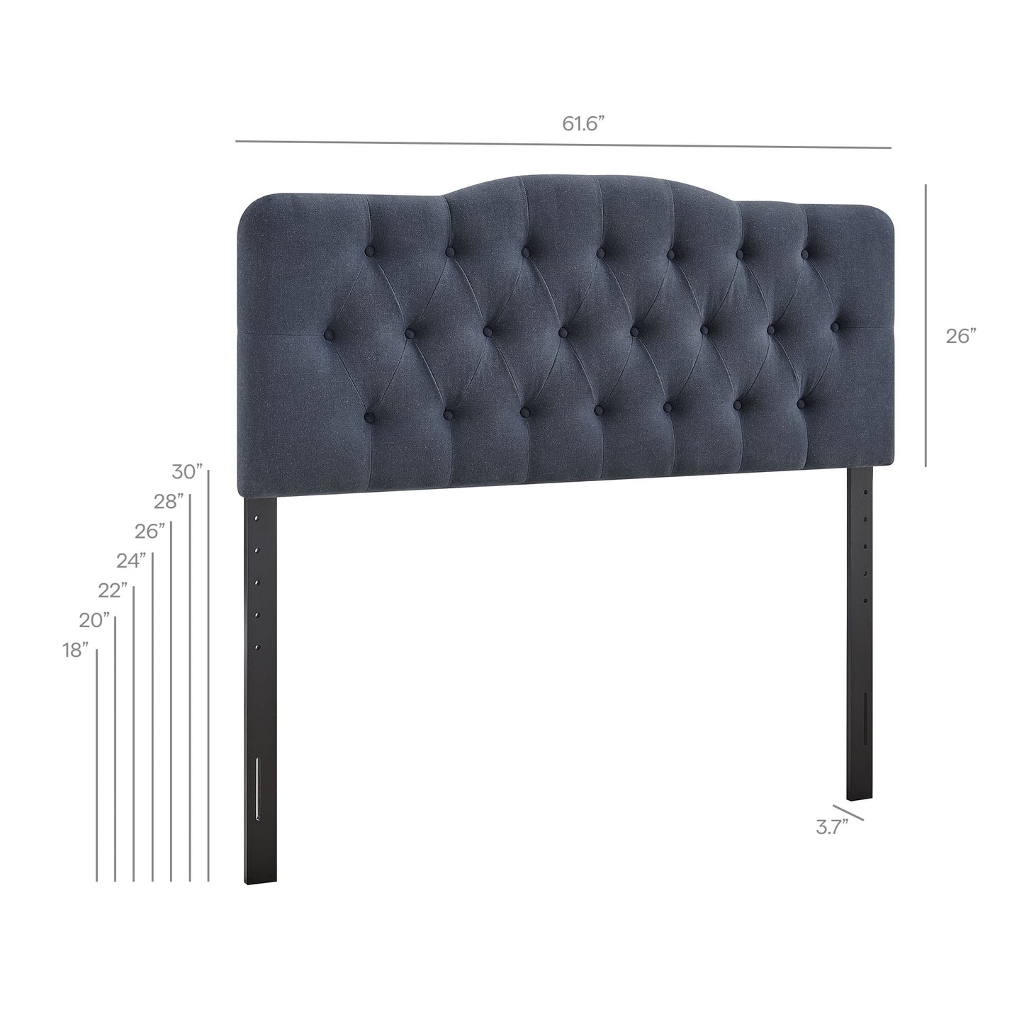 Sage Premium Linen Blend Queen Headboard in Denim