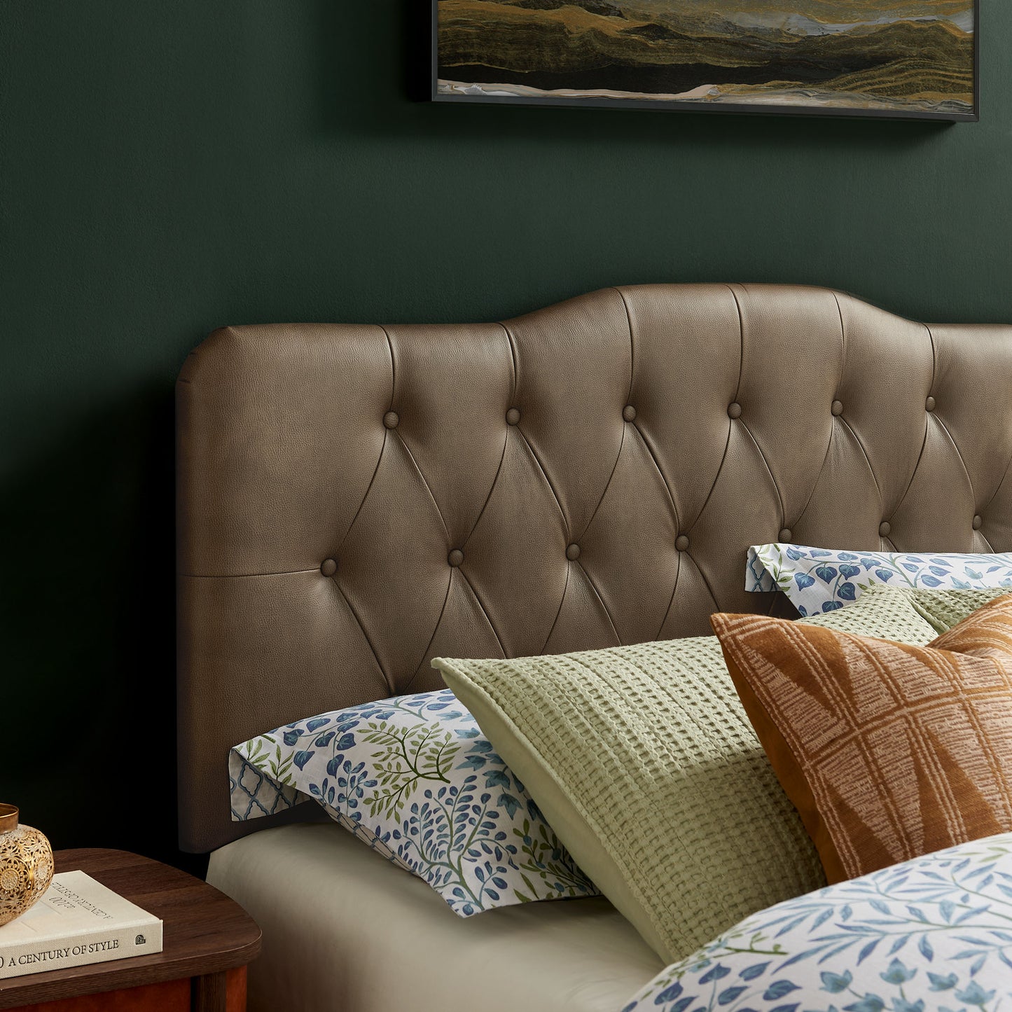 Sage Faux Leather Queen Headboard in Mushroom