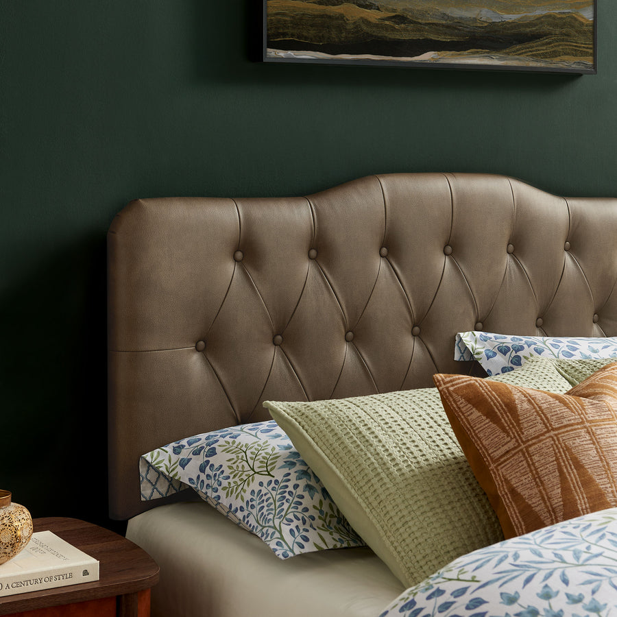 Sage Faux Leather Queen Headboard in Mushroom