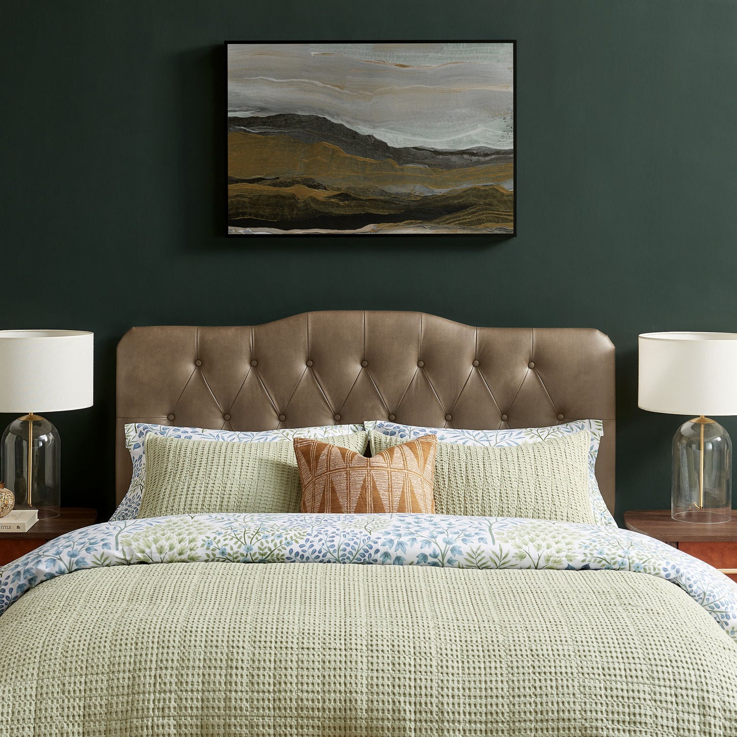 Sage Faux Leather Queen Headboard in Mushroom