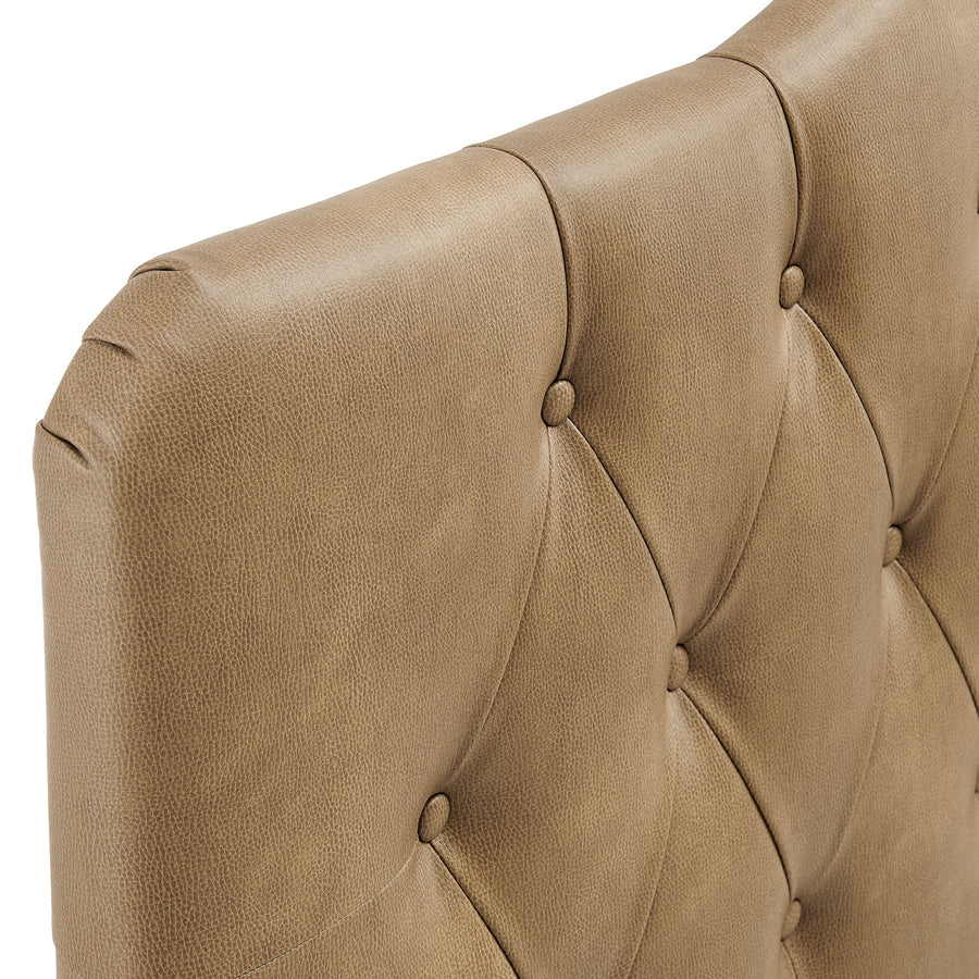 Sage Faux Leather Queen Headboard in Toast