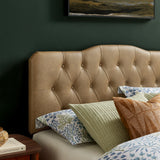 Sage Faux Leather Queen Headboard in Toast