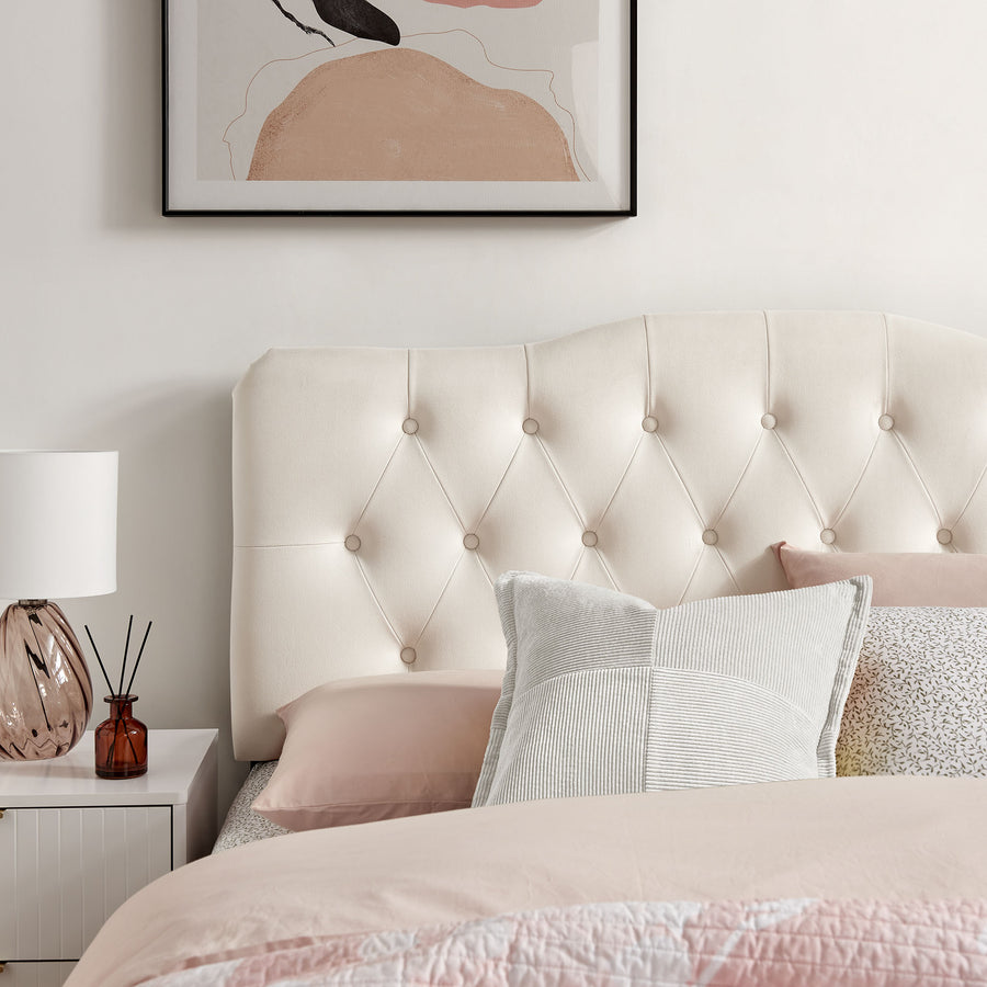 Sage Stain-Resistant Performance Velvet King Headboard in Alabaster